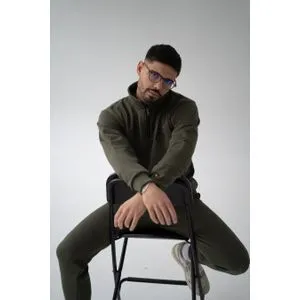 Innovation X Muški Duks Half Zip - Maslinasti