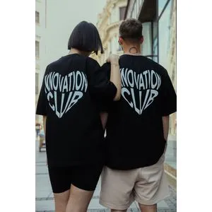 Innovation X Oversized Majica Unisex - Crna Innovation Club