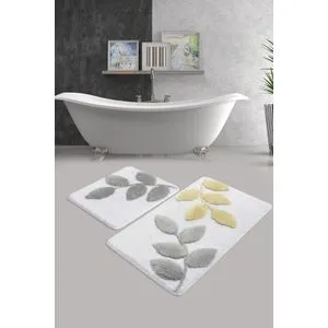 Innovia - White Multicolor Acrylic Bathmat Set (2 Pieces)