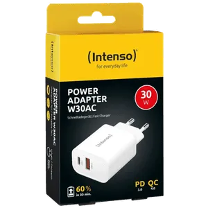 (Intenso) Punjač kućni, brzi, 1 x USB-A, 1 x UCB-C, 3A, 30W - Power Adapter W30AC