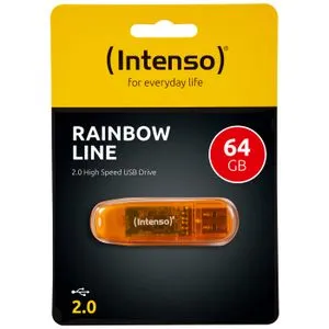(Intenso) USB Flash drive 64GB Hi-Speed USB 2.0, Rainbow Line, ORANGE - USB2.0-64GB/Rainbow