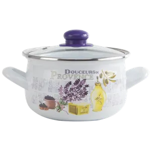 Interos emajlirana šerpa sa poklopcem 20 cm lavanda - 3539