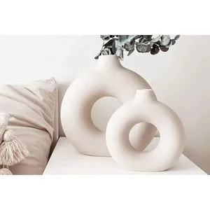 Iskandinav Halka - Cream Cream Vase Set