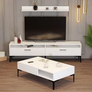 Istanbul - White White Living Room Furniture Set