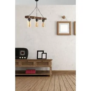 Jasmin 3 Lü Drveni Luster sa Staklenim Poklopcem