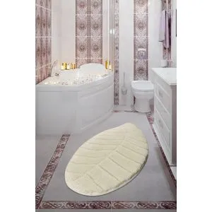 Jungle Leaf - Ecru (60 x 100) Multicolor Acrylic Bathmat