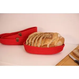 JUT01002101D Red Cotton Bread Basket Set (3 Pieces)