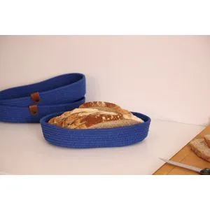 JUT01003102D Blue Cotton Bread Basket Set (3 Pieces)