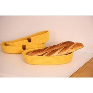 JUT01003105D Yellow Cotton Bread Basket Set (3 Pieces)