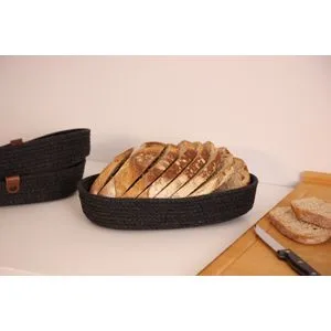 JUT01003108D Black Cotton Bread Basket Set (3 Pieces)