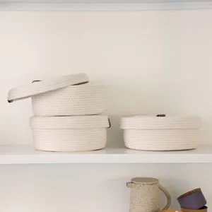 JUT02003127D Ecru Cotton Basket Set (3 Pieces)