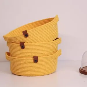 JUT05003105D Yellow Cotton Basket Set (3 Pieces)
