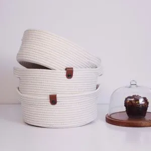 JUT05003127D Ecru Cotton Basket Set (3 Pieces)