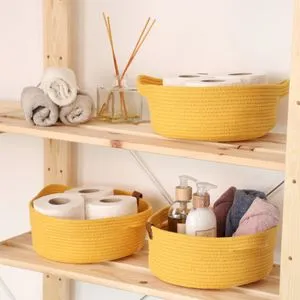 JUT05003205D Yellow Cotton Basket Set (3 Pieces)