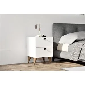 Kada - White White Nightstand
