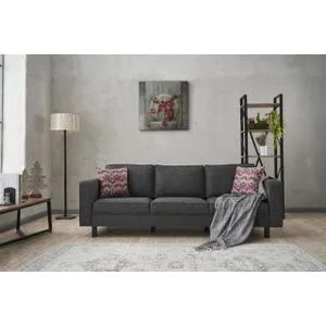 Kale Linen - Anthracite Anthracite 3-Seat Sofa