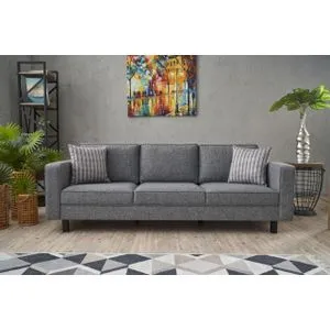 Kale Linen - Grey Grey 3-Seat Sofa