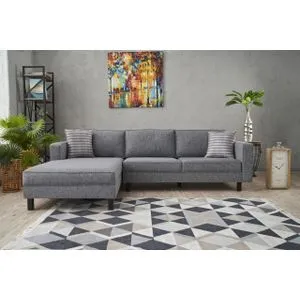 Kale Linen Left - Grey Grey Corner Sofa