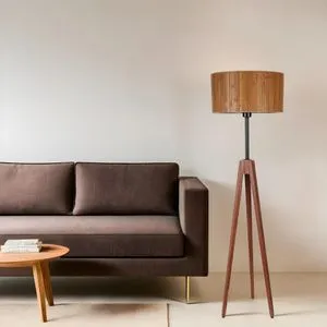 Kanarya Ceviz Lambader Silindir Bambu 01 Abajurlu