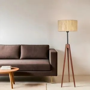 Kanarya Ceviz Lambader Silindir Bambu 010 Abajurlu