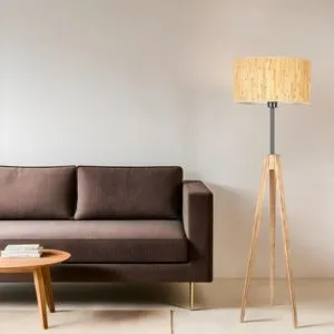 Kanarya Yanık Lambader Silindir Bambu 07 Abajurlu Oak