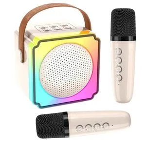 Karaoke/Zvučnik BT sa 2 mikrofona P8 BEŽ
