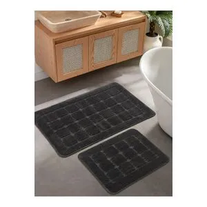 Kareli - Anthracite Anthracite Bathmat Set (2 Pieces)