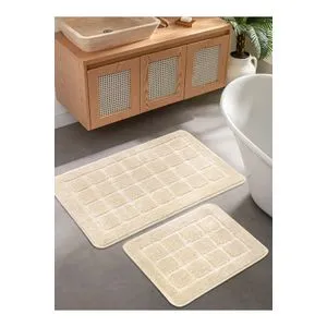 Kareli - Cream Cream Bathmat Set (2 Pieces)