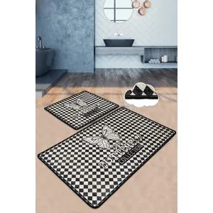 Kareli Kelebek Multicolor Bathmat Set (2 Pieces)