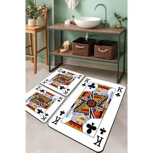 Karo Playing Card Multicolor Bathmat Set (3 Pieces)