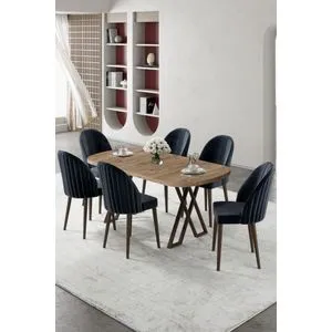 Kaye - Atlantic Pine, Anthracite Atlantic Pine
Anthracite Dining Table &amp; Chairs Set (7 Pieces)