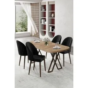 Kaye - Atlantic Pine, Black Atlantic Pine
Black Dining Table &amp; Chairs Set (5 Pieces)