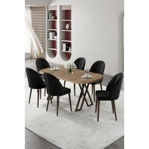 Kaye - Atlantic Pine, Black Atlantic Pine
Black Dining Table &amp; Chairs Set (7 Pieces)