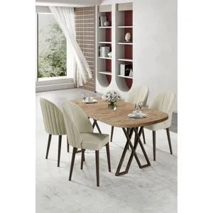 Kaye - Atlantic Pine, Cream Atlantic Pine
Cream Dining Table &amp; Chairs Set (5 Pieces)