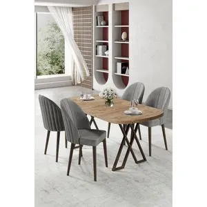 Kaye - Atlantic Pine, Grey Atlantic Pine
Grey Dining Table &amp; Chairs Set (5 Pieces)
