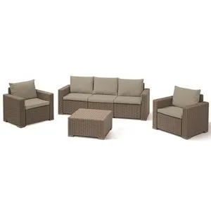 Keter Baštenski set California 3 seater, Pe-ratan, kapućino