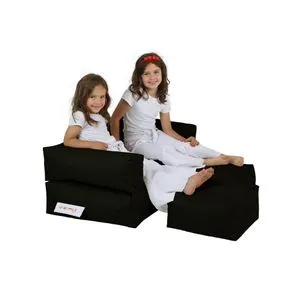 Kids Double Seat Pouf - Black Black Garden Bean Bag
