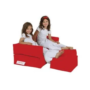 Kids Double Seat Pouf - Red Red Garden Bean Bag