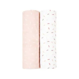 Kikka Boo Pelene od muslina set 2 pcs 80x80 Confetti Pink
