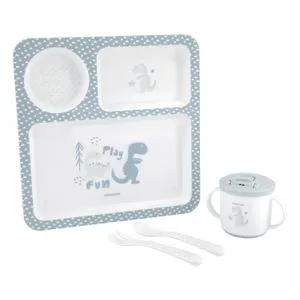 Kikka Boo Set posuđa 4 dela Dinosaur Blue