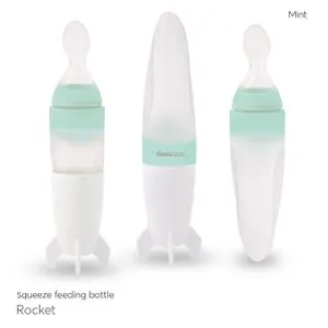 Kikka Boo Silikonska flašica sa kašičicom 90ml Rocket Mint