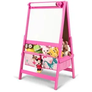 Kinder Home Dvostrana Dečija Drvena Tabla Sa Kutijom Za Odlaganje Roze