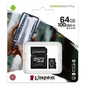 Kingston 64GB CANVAS Plus V10 SDCS2/64G + Adapter MC MicroSDXC