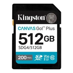 Kingston SDG4/512GB SD Card 512GB, Canvas Go! Plus, SDXC Class10 UHS-1 U3 V30, Read up to 200MB/s...