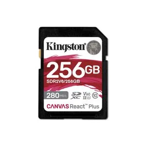 Kingston SDR2V6/256GB 256GB, SDXC, SD Canvas React Plus V60, Professional, Class 10 UHS-II U3 V60...