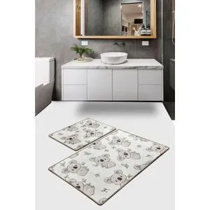 Koala - Ecru Multicolor Bathmat Set (2 Pieces)
