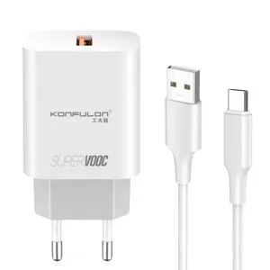 KONFULON C87Q kućni punjač Type A +Type C kabl 25W VOC
