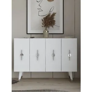 Konzola Quart Ramada - Srebrna, Bela Srebrna