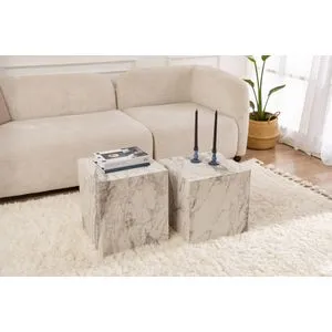 Küp Set - Freesia Freesia Marble Side Table Set
