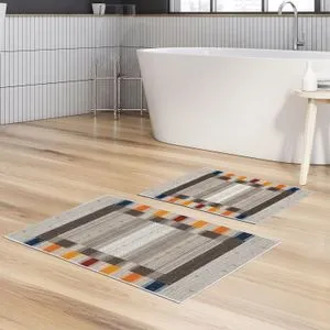 Kt465 Set Tepihâ za Kupatilo u Višebojnoj Boji (2 Komada)